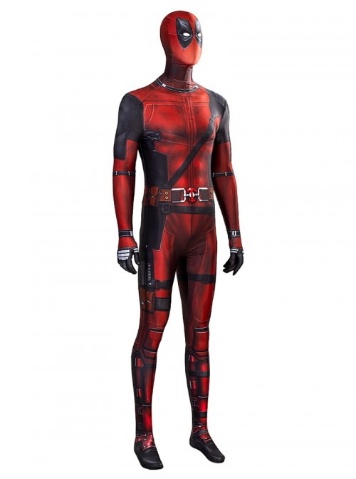 Deadpool Halloween Cosplay Deadpool Costume Printing Red Bodysuit Set