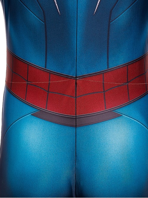 Game Marvel Spider-Man 2 Halloween Cosplay Peter Parker Battle Suit Costume Blue Red Bodysuit Set