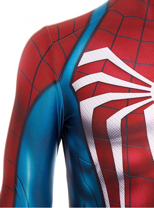 Game Marvel Spider-Man 2 Halloween Cosplay Peter Parker Battle Suit Costume Blue Red Bodysuit Set