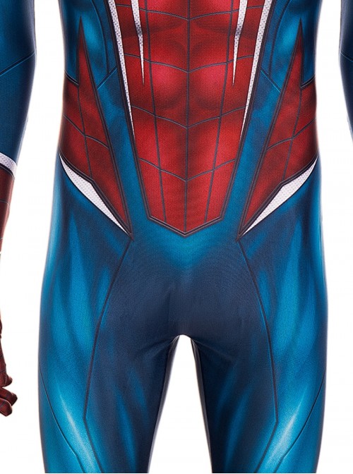 Game Marvel Spider-Man 2 Halloween Cosplay Peter Parker Battle Suit Costume Blue Red Bodysuit Set