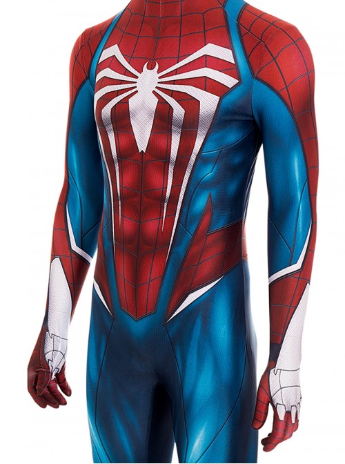 Game Marvel Spider-Man 2 Halloween Cosplay Peter Parker Battle Suit Costume Blue Red Bodysuit Set