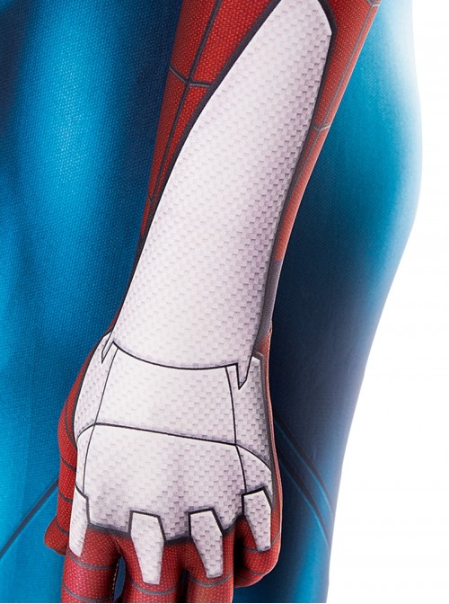 Game Marvel Spider-Man 2 Halloween Cosplay Peter Parker Battle Suit Costume Blue Red Bodysuit Set