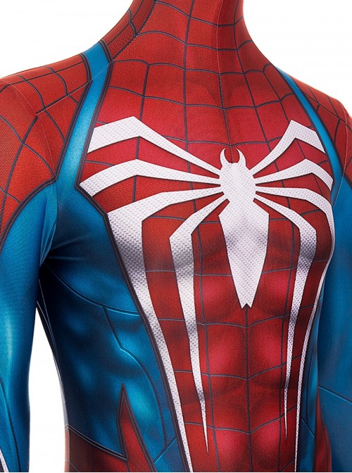 Game Marvel Spider-Man 2 Halloween Cosplay Peter Parker Battle Suit Costume Blue Red Bodysuit Set