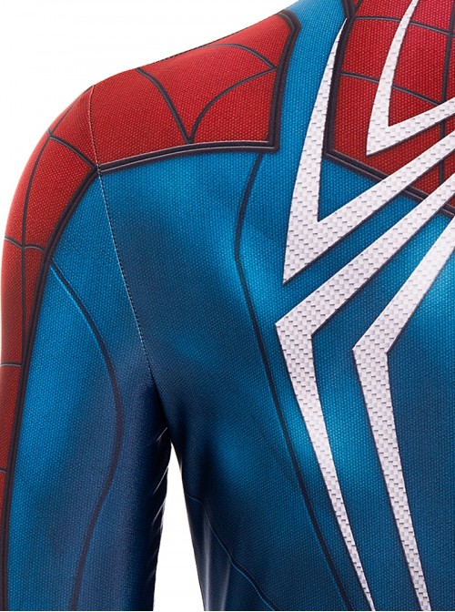 Game Marvel Spider-Man 2 Halloween Cosplay Peter Parker Battle Suit Costume Blue Red Bodysuit Set