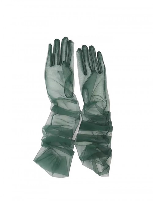 Elegant Simple Classic Lolita Refined Bridal Accessory Sheer Mesh Lace Socialite Wedding Banquet Gloves