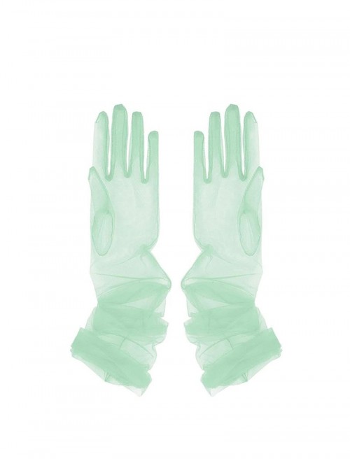 Elegant Simple Classic Lolita Refined Bridal Accessory Sheer Mesh Lace Socialite Wedding Banquet Gloves