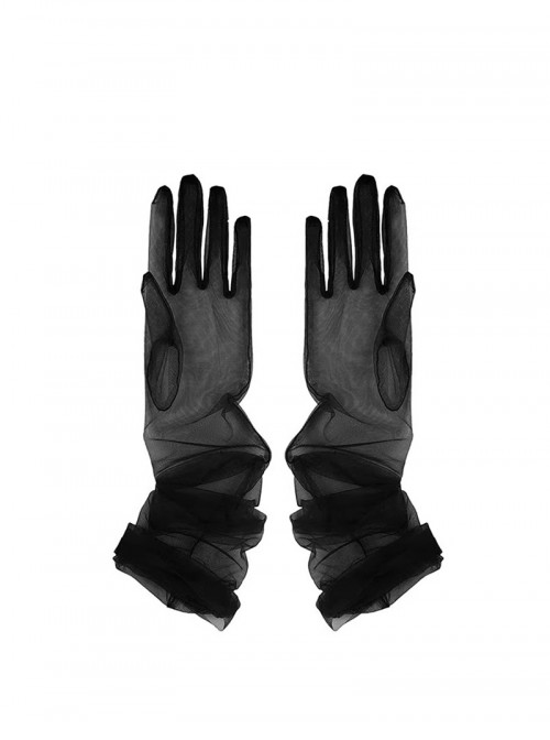 Elegant Simple Classic Lolita Refined Bridal Accessory Sheer Mesh Lace Socialite Wedding Banquet Gloves
