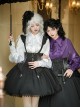 Thorn Night Series Gothic Lolita Embroidered Black Lace Corset Pointed Cross Pendant Short Suspender Skirt