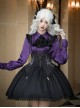 Thorn Night Series Gothic Lolita Embroidered Black Lace Corset Pointed Cross Pendant Short Suspender Skirt