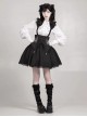 Thorn Night Series Gothic Lolita Embroidered Black Lace Corset Pointed Cross Pendant Short Suspender Skirt