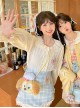Spring Kawaii Fashion Yellow Cute Lace Doll Collar Loose Long Sleeve Ruffle Blouse