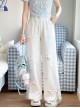 White Kawaii Fashion Bowknot Plush Cartoon Kitty Cat Sweet Girl Casual Loose Fit Long Pants