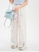 White Kawaii Fashion Bowknot Plush Cartoon Kitty Cat Sweet Girl Casual Loose Fit Long Pants
