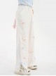 White Kawaii Fashion Bowknot Plush Cartoon Kitty Cat Sweet Girl Casual Loose Fit Long Pants