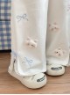 White Kawaii Fashion Bowknot Plush Cartoon Kitty Cat Sweet Girl Casual Loose Fit Long Pants