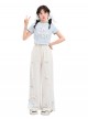 White Kawaii Fashion Bowknot Plush Cartoon Kitty Cat Sweet Girl Casual Loose Fit Long Pants