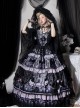 Twilight Manor Series Elegant Classic Lolita Black Purple Gorgeous Noble Butterfly Ruffle Long Off Shoulder Dress Set