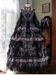 Twilight Manor Series Elegant Classic Lolita Black Purple Gorgeous Noble Butterfly Ruffle Long Off Shoulder Dress Set