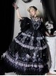 Twilight Manor Series Elegant Classic Lolita Black Purple Gorgeous Noble Butterfly Ruffle Long Off Shoulder Dress Set