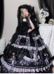 Twilight Manor Series Elegant Classic Lolita Black Purple Gorgeous Noble Butterfly Ruffle Long Off Shoulder Dress Set