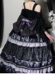 Twilight Manor Series Elegant Classic Lolita Black Purple Gorgeous Noble Butterfly Ruffle Long Off Shoulder Dress Set