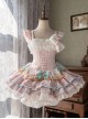 Candy House Series Sweet Lolita Pink Cute Printing Magical Girl Ballet Style Short Dress Set
