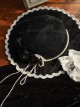 Whispering Castle Series Elegant Gothic Lolita Black Noble Ruff Collar Long Sleeve Dress Cloak Pearl Bonnet Hat Set