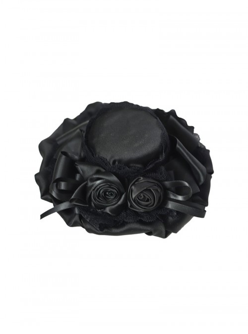 Elegant Exquisite Classic Lolita Lace Silk Texture Satin Flowers Round Bonnet Hat