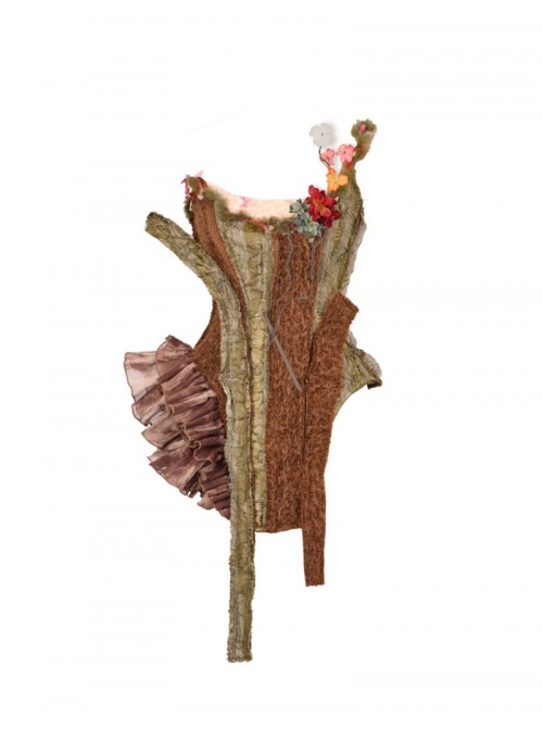 Forest Spirit Series Kawaii Fashion Faux Bark Branch Spring Natural Elf Boned Lace Up Plush Corset Top