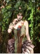Forest Spirit Series Kawaii Fashion Faux Bark Branch Spring Natural Elf Boned Lace Up Plush Corset Top