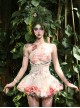 Forest Spirit Series Kawaii Fashion Light Pink Sexy Sweet Simulation Flowers Chiffon Halter Tank Top