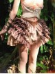 Forest Spirit Series Kawaii Fashion Brown Chiffon Pleated Fluffy Ruffles Mesh Yarn Cute Midi Skirt