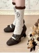 Half String Poem Series Classic Lolita Brown Sweet Elegant European Lace Up Square Toe Slim High Heel Shoes