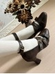 Half String Poem Series Classic Lolita Brown Sweet Elegant European Lace Up Square Toe Slim High Heel Shoes