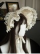 Vivienne Series Classic Lolita White Elegant Bowknot Lace Ruffle Tied Bonnet