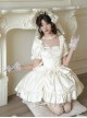 Vivienne Series Classic Lolita White Elegant Bowknot Lace Ruffle Tied Bonnet