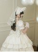 Vivienne Series Classic Lolita White Elegant Bowknot Lace Ruffle Tied Bonnet