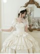 Vivienne Series Classic Lolita White Elegant Bowknot Lace Ruffle Tied Bonnet