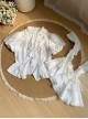 Anna Series Classic Lolita Ruffled Collar Ruffle Trim Bubble Sleeve Sheer Waist Blouse Large Lace Sleeve Set