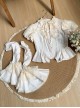 Anna Series Classic Lolita Ruffled Collar Ruffle Trim Bubble Sleeve Sheer Waist Blouse Large Lace Sleeve Set