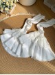 Anna Series Classic Lolita Ruffled Collar Ruffle Trim Bubble Sleeve Sheer Waist Blouse Large Lace Sleeve Set