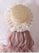 Summer Apricot Classic Lolita Sweet Daisy Lace Bowknot Straw Versatile Sun Hat