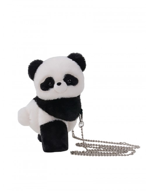 Panda Baby Kawaii Fashion Black White Plush Doll Mini Chain Crossbody Bag