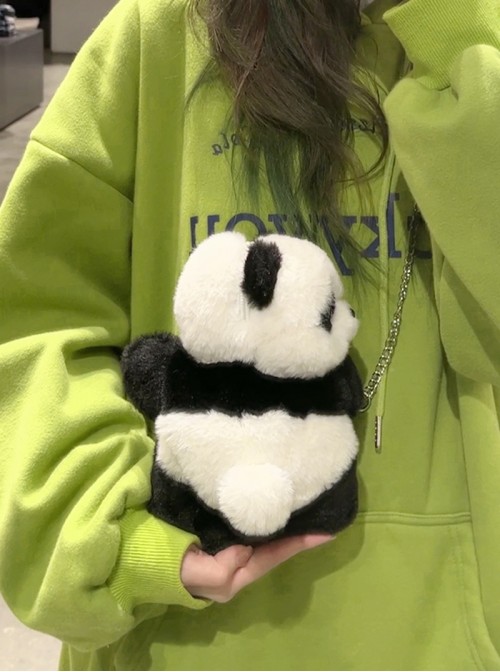 Panda Baby Kawaii Fashion Black White Plush Doll Mini Chain Crossbody Bag