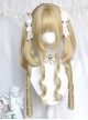 Chase Moon Rabbit Series Classic Lolita Platinum Golden Curly Long Sideburns Sweet Twin Tail Wig