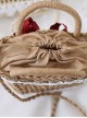Retro Country Style Classic Lolita Red Berry Bowknot Lace Crossbody Straw Bag