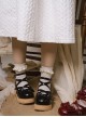 Sponge Cake Tower Series Sweet Lolita Butterfly Bowknot Cross Strap Cute Comfortable Round Toe Platform Shoes