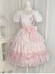 Flowers And Poetry Series Sweet Lolita Pink Tulip Elegant Lace Ruffle Bubble Sleeve Dress