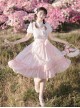 Flowers And Poetry Series Sweet Lolita Pink Tulip Elegant Lace Ruffle Bubble Sleeve Dress