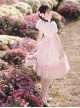 Flowers And Poetry Series Sweet Lolita Pink Tulip Elegant Lace Ruffle Bubble Sleeve Dress